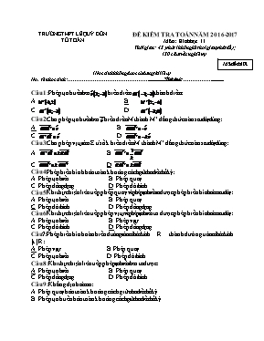Đề kiểm tra Toán năm 2016 - 2017 môn Hình học 11